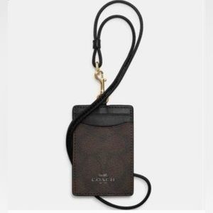 Coach Id Lanyard Dark Brown Signature